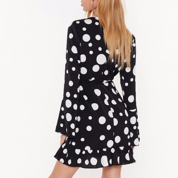 Nasty Gal Dot With Me Wrap Mini Dress - Picture 3 of 3
